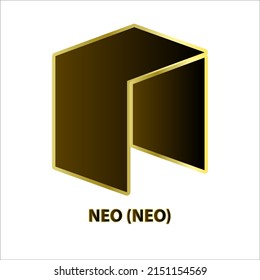 Symbolstruktur Neo (NEO) Münze schwarz Linie mit goldener Grenze isoliert weißer Hintergrund. 3D-Vektorgrafik. Symbol der zukünftigen digitalen Währungsumtauschtechnologie. Kryptowährungsblockkette.