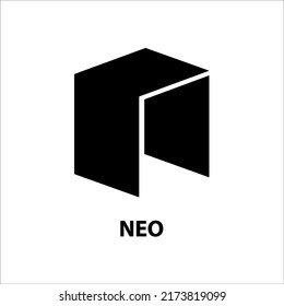 Icon structure of NEO (NEO) coin black isolated on white background. 3D Vector illustration. Symbol of future digital currency replacement technology. Cryptocurrency blockchain modern. 