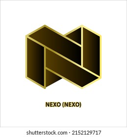 Icon structure Nexo (NEXO) coin black line gold border isolated white background 3D Vector illustration Symbol future digital currency replacement technology Cryptocurrency blockchain.