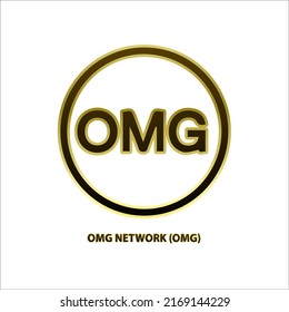 Estructura de iconos OMG Network (OMG) moneda de color negro borde oro aislado fondo blanco 3D Ilustración de vectores Símbolo tecnología de reemplazo de moneda digital futuro Cryptocurrency blockchain.