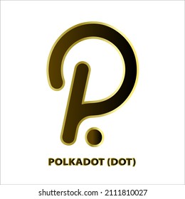 Icon structure of Polkadot (DOT) coin black, gold isolated on white background. symbol of future digital currency replacement technology. Cryptocurrency blockchain modern. 3D Vector illustration.