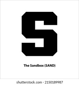 Icon structure of The Sandbox (SAND) coin black isolated on white background. Symbol of future digital currency replacement technology. Cryptocurrency blockchain modern. 3D Vector illustration.