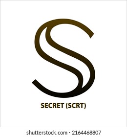 Icon structure Secret (SCRT) coin black line gold border isolated white background 3D Vector illustration Symbol future digital currency replacement technology Cryptocurrency blockchain.