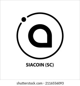 Icon structure of Siacion (SC) coin black isolated on white background. symbol of future digital currency replacement technology. Cryptocurrency blockchain modern. 3D Vector illustration.