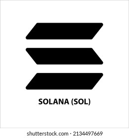 Icon structure of Solana (SOL) coin black isolated on white background. Symbol of future digital currency replacement technology. Cryptocurrency blockchain modern. 3D Vector illustration.