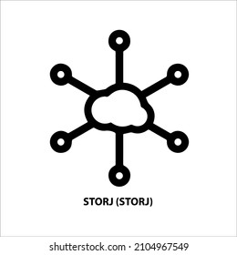 Icon structure of Storj (STORJ) coin black isolated on white background. symbol of future digital currency replacement technology. Cryptocurrency blockchain modern. 3D Vector illustration.