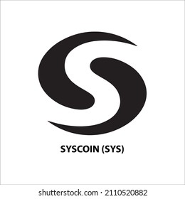 Icon structure of Syscoin (SYS) coin black isolated on white background. symbol of future digital currency replacement technology. Cryptocurrency blockchain modern. 3D Vector illustration.