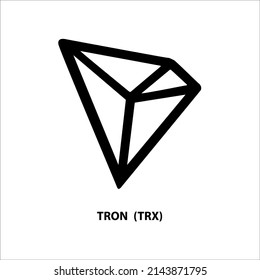 Icon structure of TRON (TRX) coin black isolated on white background. Symbol of future digital currency replacement technology. Cryptocurrency blockchain modern. 3D Vector illustration.