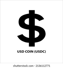 Icon structure of USD Coin (USDC) coin black isolated on white background. Symbol of future digital currency replacement technology. Cryptocurrency blockchain modern. 3D Vector illustration.