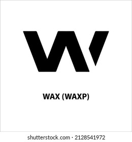 Icon structure of WAX (WAXP) coin black isolated on white background. Symbol of future digital currency replacement technology. Cryptocurrency blockchain modern. 3D Vector illustration.