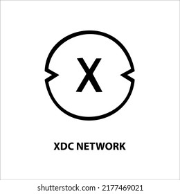 Estructura de iconos de la moneda de la red XDC (XDC) en negro aislado en fondo blanco. Ilustración vectorial 3D. Símbolo de la futura tecnología de sustitución de moneda digital. Cryptocurrency blockchain