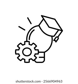 icon student project,Graphic of a lightbulb with a graduation cap on a gear, perfect for educational concepts and graduationthemed designs. Ideal for educational websites and graduation invitations.