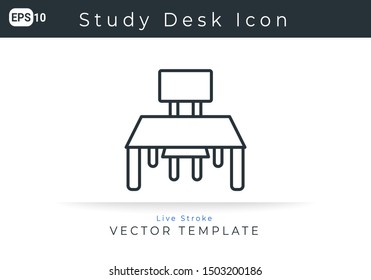 Icon Study Desk For Website, Infographic Element. Vector Illustration
