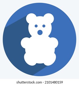 Icon Stuffed Bear - Long Shadow Style - Simple illustration,Design template vector, Good for prints, posters, advertisements, announcements, info graphics, etc.