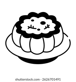 An icon of stuffed pumpkin designed in doodle style