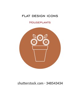 Icon style flat design. Potted plants and gardening.