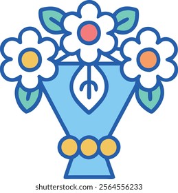 Icon style flower bouquet vector design and digital illustration  