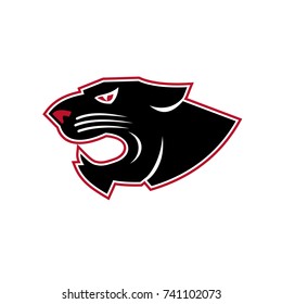 Icon style illustration of an angry aggressive panther head viewed from side on isolated background.