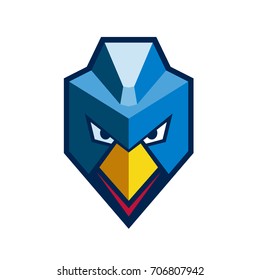 Icon style illustration of an Angry Cyberpunk Chicken hen mascot with mohawk viewed from front in isolated background.