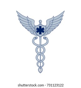 Icon Style Illustration Caduceus Rod Asclepius Stock Vector (Royalty ...