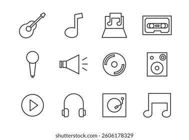 icon style outline music set
