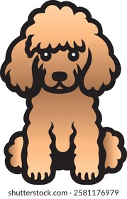 Icon style vector illustration of a poodle dog, simple poodle logo with brown colors