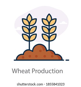 An icon style of wheat production, editable vector 