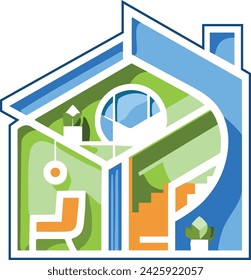 icon of a stylised image of the interior of a residential house 