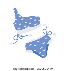 Icon of stylish bikini with white polka dots for beachwear