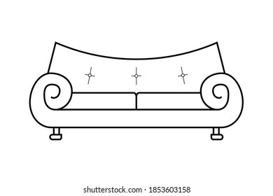 Icon of a stylish sofa isolated on a white background. Upholstered furniture for the living room.