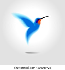 icon stylized blue bird hummingbird