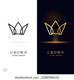 Icono Estilizado Corona. Diseño de logotipos vectores, joyería de lujo