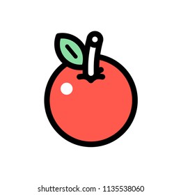Icon of stylized graphical apple fruit. Isolated. Vector illustration. Black outline
