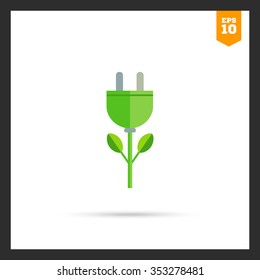 Icon of stylized green electric plug flower