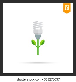 Icon of stylized green fluorescent lamp flower