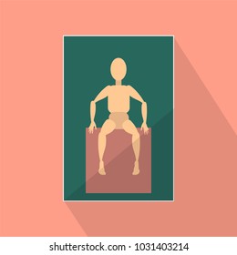 Icon with stylized image of sitting man. Vector illustration