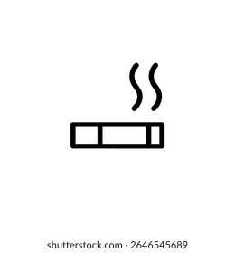Ícone de um cigarro estilizado aceso mostrando um filtro e fumaça subindo. Um vetor simples que representa o fumo ou o cigarro.