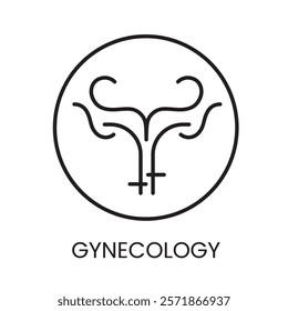 An icon of a stylized uterus in vector, symbolizing gynecology and women health, with an editable stroke.