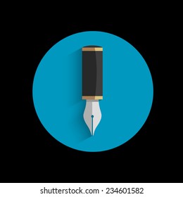 Icon of stylized writing pen with shadow. Vector EPS10 