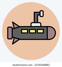 Icon Submarine. related to Military symbol. color mate style. simple design editable. simple illustration