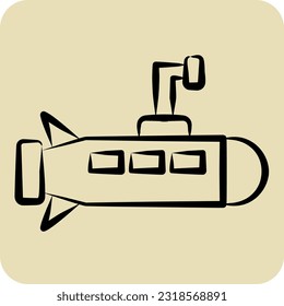 Icon Submarine. related to Military symbol. hand drawn style. simple design editable. simple illustration