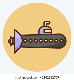 Icon Submarine. suitable for Education symbol. flat style. simple design editable. design template vector. simple illustration