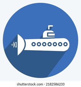 Icon Submarine. suitable for Education symbol. long shadow style. simple design editable. design template vector. simple illustration