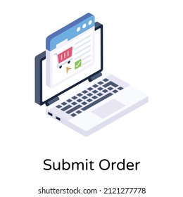 Icon Of Submit Order In Modern Isometric Design 

