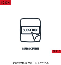 Icon Subscribe with cursor computer. Outline, line or linear vector icon symbol sign collection for mobile concept and web apps design.