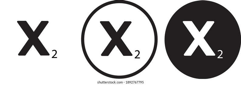 icon subscript below character  black outline logo for web site design 
and mobile dark mode apps Vector illustration on a white background