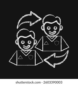 Icon subtitution. Football and soccer elements. Icon in chalk style.