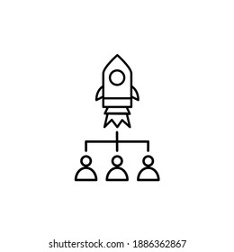 Icon of successful organization with rocket symbol. Organization and teamwork icon. Vector