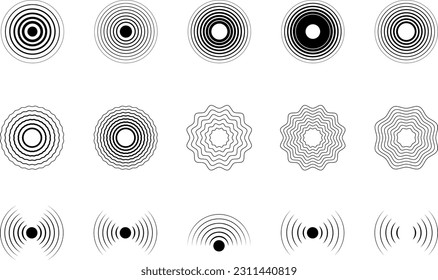 Icon such as radio wave, sound and radar