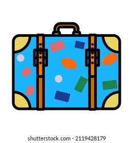 Icon Of Suitcase. Editable Bold Outline With Color Fill Design. Vector Illustration.